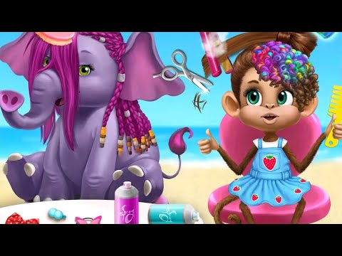 Jungle Animal Hair Salon 2 Tropical Beauty Salon - Android gameplay TutoTOONS Movie apps free kids - YouTube