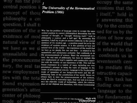 Hans Gadamer: Phenomenological Hermeneutics Song