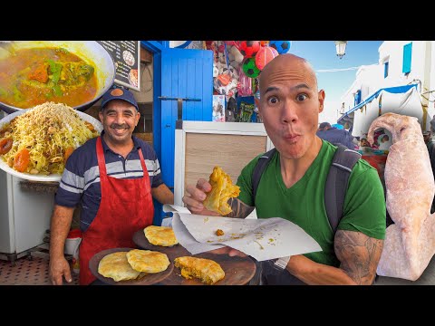 , title : 'AMAZING Street Food in Essaouira, Morocco - HUGE MOROCCAN SEFFA + ESSAOUIRA SEAFOOD STREET FOOD TOUR'