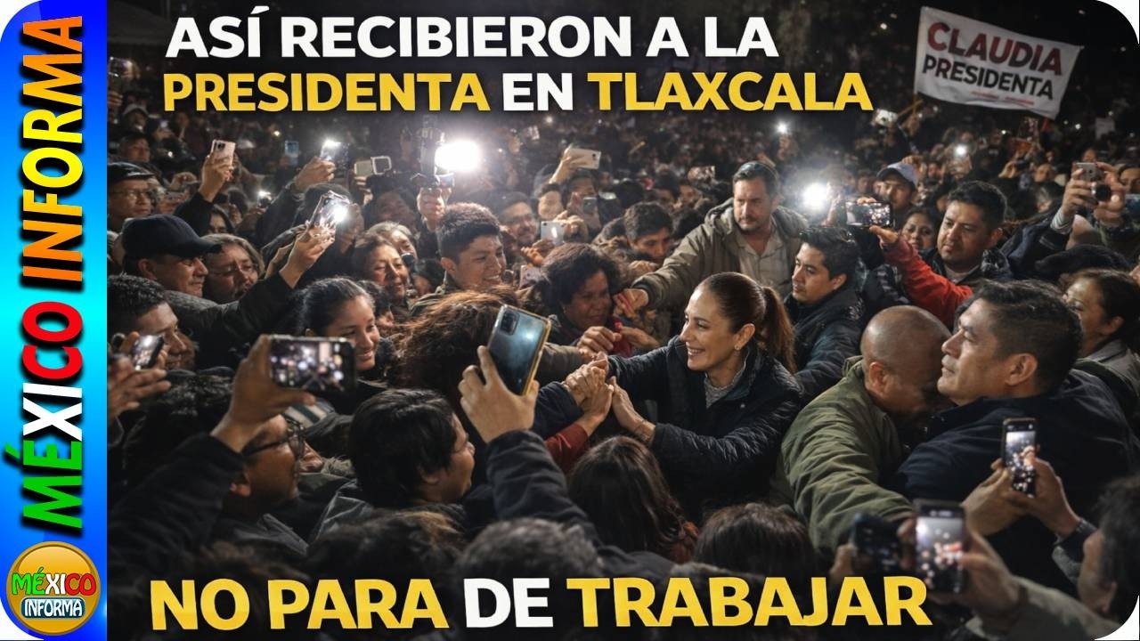 SHEINBAUM LLEGÓ DE NOCHE A TLAXCALA A ESTE EVENTO. NO PARA DE TRABAJAR. ASÍ LA RECIBIERON.
