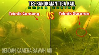 Download lagu TES RANGKAIAN TIGA KAIL UMPAN CACING : Teknik Gantung VS Dasaran || Dengan Kamera Bawah Air mp3