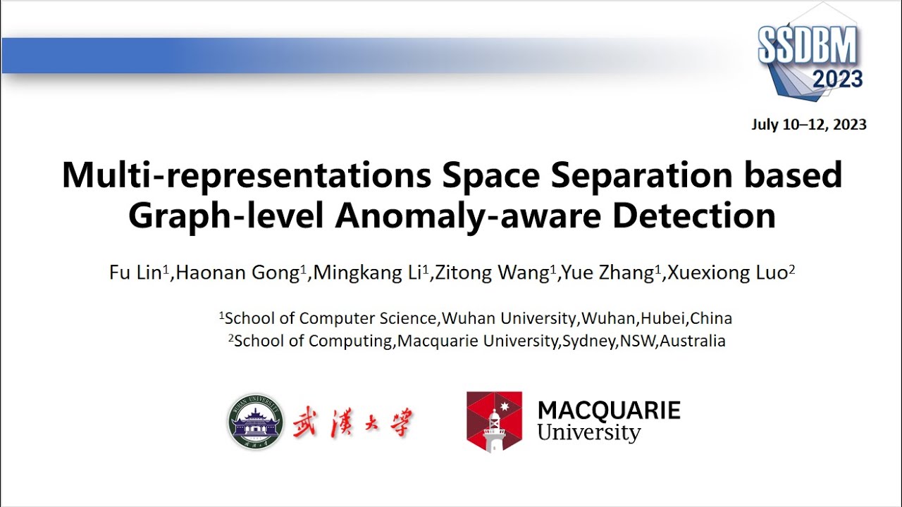 Multi-representations Space Separation based Graph-level Anomaly-aware Detection(SSDBM 2023)