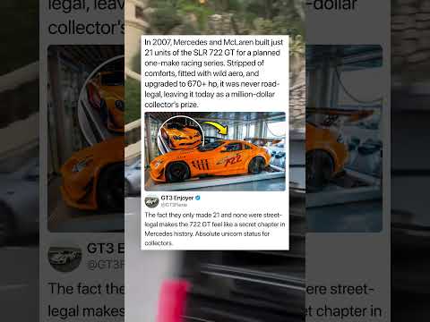 In 2007, Mercedes and McLaren built just 21 units of the SLR 722 GT for a planned one-make racing