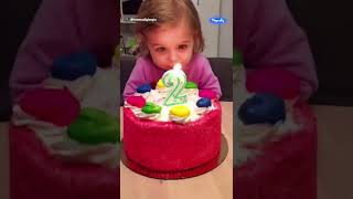 Toddler has fun trying to blow out her birthday candles - “I did it” ❤️❤️