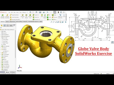 Globe Valve Body-SolidWorks Tutorial (SolidWorks Exercise)