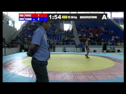 Fausz USA vs. Jakab ROU - FS 58 World Wrestling Cadet Championship -Zrenjanin, Serbia 2013
