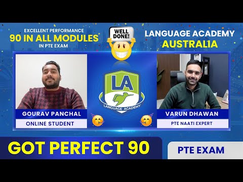 Gourav Panchal claimed 25 Points with 90 Each in PTE | Online Classes | Language Academy PTE NAATI