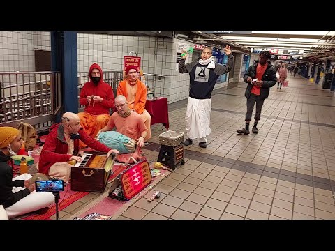 Rama Raya Prabhu Chants Hare Krishna at Times Square Subway Station and Bhakta Dylan Dances