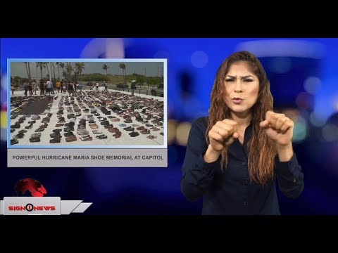 Powerful Hurricane Maria shoe memorial at capital (ASL - 6.2.18)