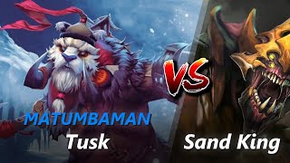 MATUMBAMAN safelane Tusk vs Sand King/Zeus | First 10 minutes