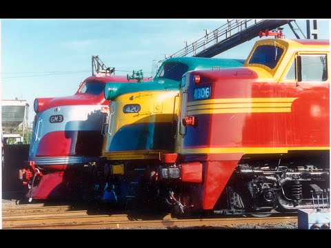 Australian streamliner diesel locomotives GM3, 4201, 4306 & 4490 - DELEC Open Day - June 1996