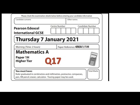 Q17 of math exam IGCSE Edexcel Paper 1H January 2021 GCSE
