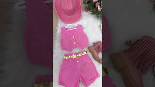 Vídeo de Conjunto Infantil Menina Blogueirinha Boiadeira Rosa