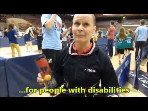 Anna Carin Ahlquist, paralympic gold medalist, testing Swing Ping Pong, a new Swedish innovation