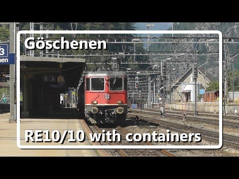 RE10/10 with containers through Göschenen!