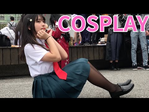 学校制服のミニスカートと黒のストッキング、学生少女コスプレイヤー Kawaii Cosplayer #UncleSoup