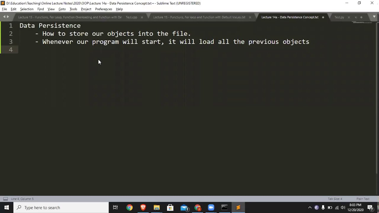 Lecture 14a - Data Persistence Concept