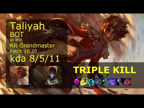 Taliyah Bot & Thresh vs Jhin & Leona - KR Grandmaster 8/5/11 Patch 10.20 Gameplay // [롤] 탈리야 vs 진