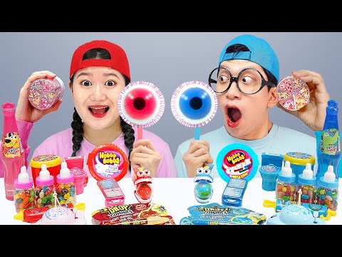 Red VS Blue Food Dessert Mukbang 빨간색 파란색 디저트 먹방 by HUBABI