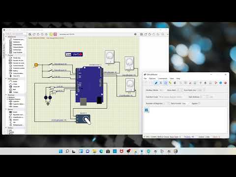 Testes de comunicação entre o Arduino simulado no SimulIDE e o QModMaster com uso do padrão Modbus