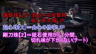 マカ錬金連続生産で超会心、弱点特攻、剛刀研磨欲しさに124ptsの装飾品ですら生贄にささげていく動画。
