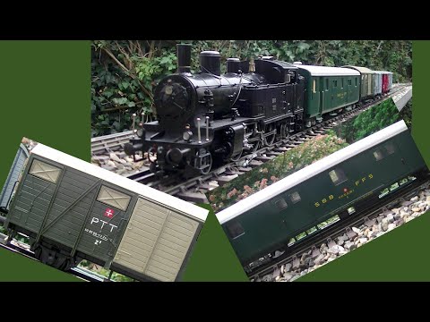 Spur 0 Schweizer Eb 3/5 Lokomotive  von Hermann mit kurzem Güterzug