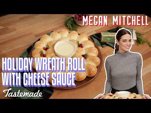 Holiday Wreath Roll With Cheese Sauce I Megan Mitchell