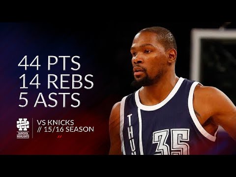 Kevin Durant 44 pts 14 rebs 5 asts vs Knicks 15/16 season