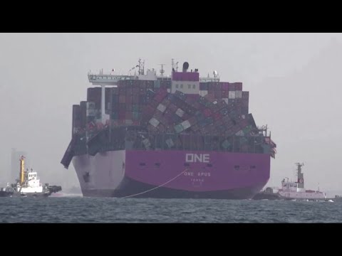 Container ship loses large number of containers off the coast of Japan