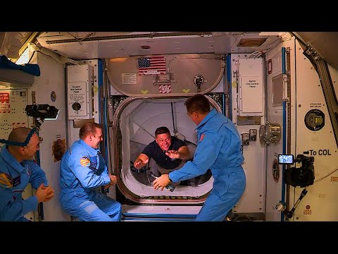 SpaceX Crew Dragon Demo-2 Hatch Opening and Crew Welcoming Event Aboard the ISS