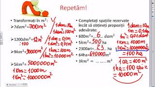 Matematica clasa VI: Figuri și corpuri geometrice. Lectia 8: Unități de măsură pentru arie.