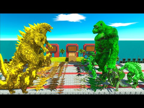 King of Monster Battle - Team Yellow Lego Godzilla 2014 VS Team Green Kong + Mechagodzilla 2021