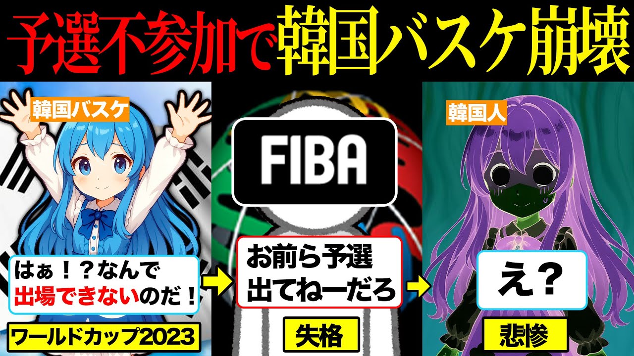 【出場停止】「本選に出せ！」バスケW杯2023に韓国代表が招待されない驚愕の理由とは…　【ふわりん解説】【ゆっくり解説】