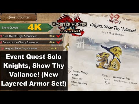MHR Sunbreak Event Quest Solo - Knights, Show Thy Valiance! (New Layered Armor Set!)