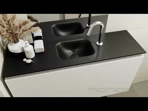 Mondiaz Olan fonteinmeubel 100cm Talc - Lex wastafel Urban links - met 1 kraangat