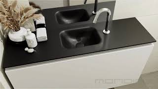 Mondiaz Olan fonteinmeubel 100cm Talc - Lex wastafel Urban links - met 1 kraangat