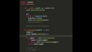 YouTube video 'Leetcode 528. Random Pick with Weight, Facebook asked this question 36 times in past 6 months'