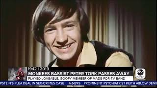 Peter Tork:  News Report of His Death - February 21, 2019