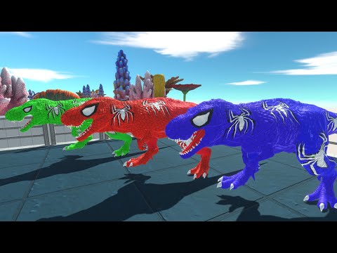 RED BLUE GREEN SPIDER MAN T-REX DEATH RUN - ANIMAL REVOLT BATTLE SIMULATOR || tauPlays sims eps95