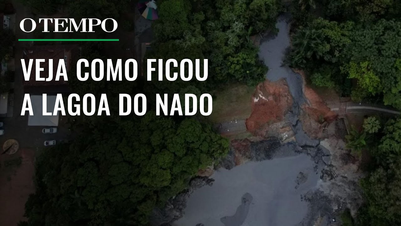 Temporal em BH: imagens aéreas mostram Lagoa do Nado praticamente vazia após rompimento de barragem