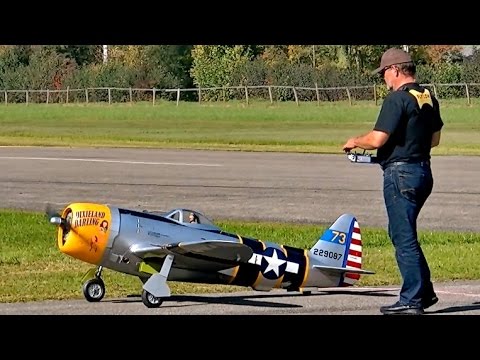 P-47 THUNDERBOLT BIG RC SCALE MODEL AIRPLANE WARBIRD DEMO FLIGHT / RC Airshow Hausen 2015