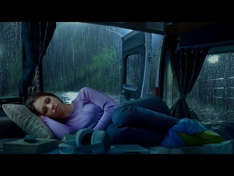 Open the window and Lie down in bed - Listen to the rain on Camping Car Window in the Foggy Forest