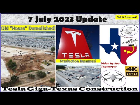 Old House Demo'd, Production Resumes, 22 Megapacks Installed! 7 July 2023 Giga Texas Update(07:35AM)