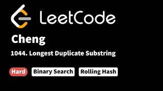 YouTube video 'LeetCode 1044. Longest Duplicate Substring'