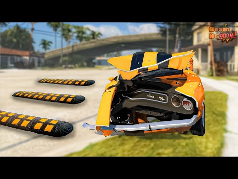 Cars vs Speed Bumps #1 Grove Street Home – BeamNG Drive/Boom