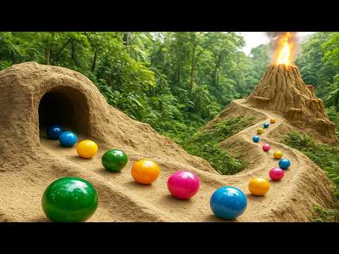 Marble Run Race ASMR 1000 Marbles Rain Gutter VS Mega Volcano ASMR Amakandu