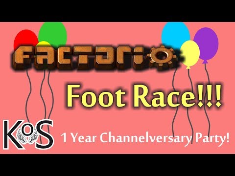 FACTORIO FOOT RACE!!! 1 Year Channelversary Party - BEST TIME EVER!
