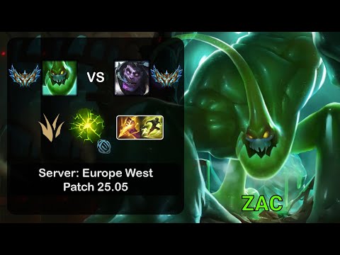 Zac Jungle vs Dr. Mundo - EUW Challenger - Patch 25.05
