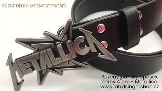 Kožený PÁNSKÝ černý opasek 4 cm - Metallica
