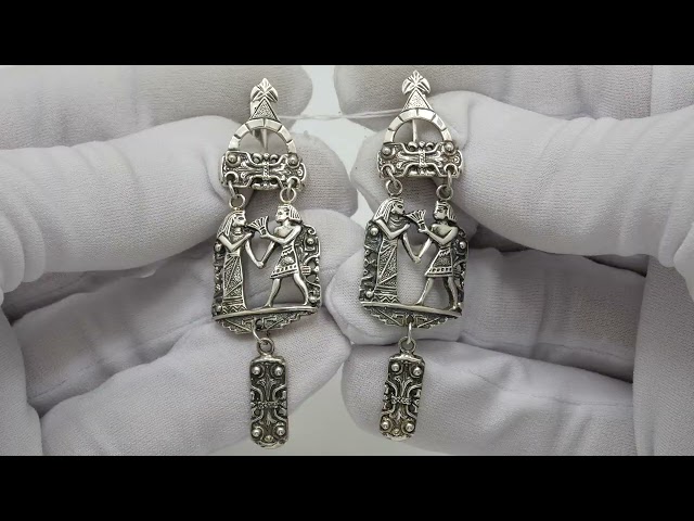 Серебряные серьги "Египитские" 446кн Видеообзор